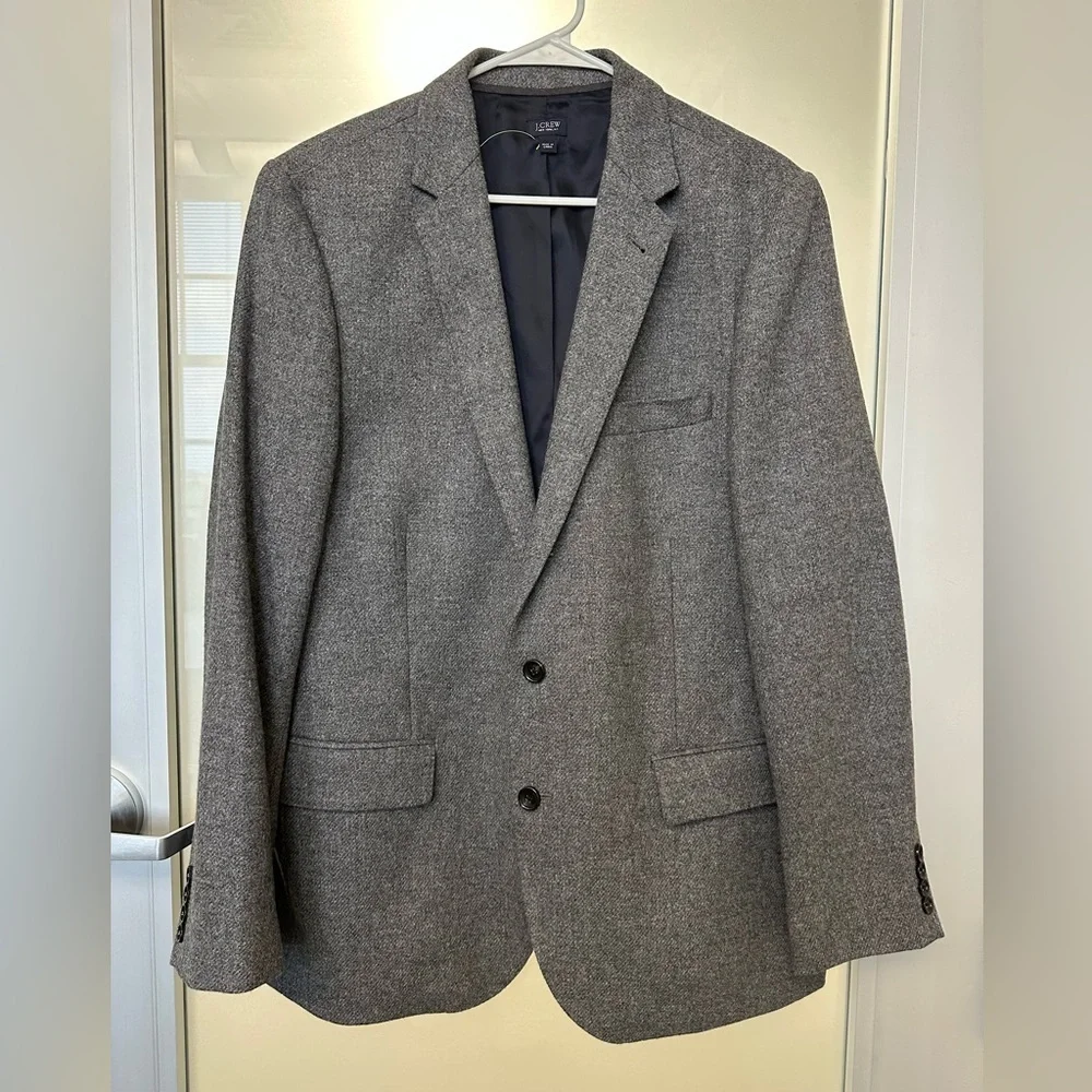 J. Crew Ludlow 100% British Wool Suit Jacket Blazer Sport Coat Gray Mens 42R